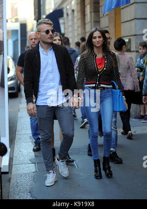 Milan Ciro Immobile and his wife Jessica in the center The