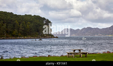 Looking north west from Shieldaig across Loch Shieldaig and the northern tip of Shieldaig Island. Ross and Cromarty, Scotland Stock Photo