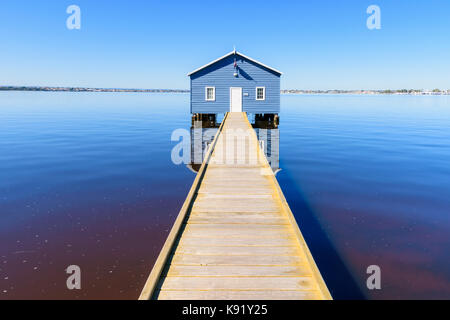 Crawley Edge Boatshed also known as the Blue Boat House on the Swan River in Matilda Bay, Crawley, Perth, Western Australia Stock Photo