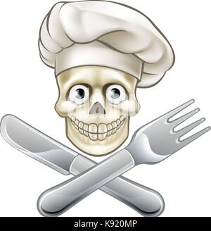 Skull Chef Pirate Cartoon Stock Vector