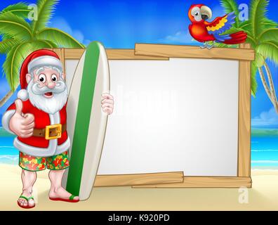 Tropical Santa Beach Background Stock Vector