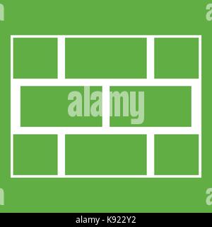Concrete block wall icon green Stock Vector
