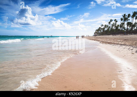 Bavaro beach coastal landscape. Atlantic ocean coast, Dominican republic. Punta Cana district Stock Photo