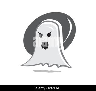 angry ghost illustration, symbol design, isolated on white background. Stock Vector
