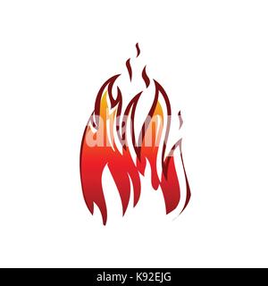 bold flame illustration, flame icon, symbol design, isolated on white background. Stock Vector