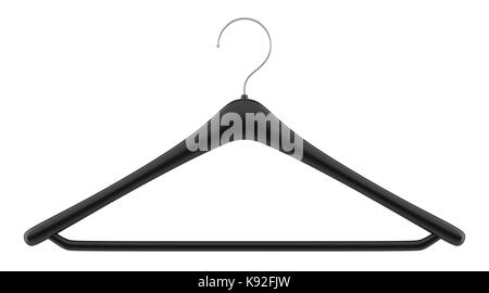 black clothing hanger isolated on white background. 3d illustration Stock Photo