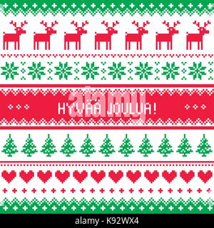 Hyvaa Joulua greeting card - Merry Christmas in Finnish Stock Vector