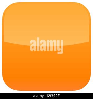 Orange glossy button blank icon square empty shape isolated form background. Vector illustration a graphic element for web internet design Stock Vector