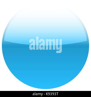 Blue glossy button blank round icon circle empty shape isolated form background. Vector illustration a graphic element for web internet design Stock Vector