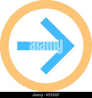 Arrow sign direction icon circle button in circular shape. Quick and easy recolorable shape isolated from background. Vector illustration Stock Vector