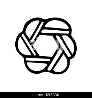 Abstract flower line style illustration. Vector logo flat icon. Black simple aperture symbol. Stock Vector