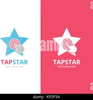 Vector star and click logo combination. Leader and cursor embrace symbol or icon. Unique digital and team logotype design template. Stock Vector