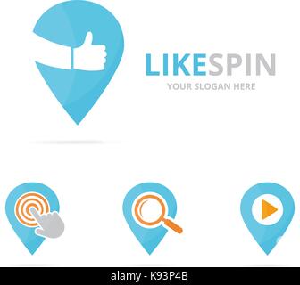 Setof map pointer logo combination. GPS locator and best symbol or icon. Unique pin and hands logotype design template. Stock Vector