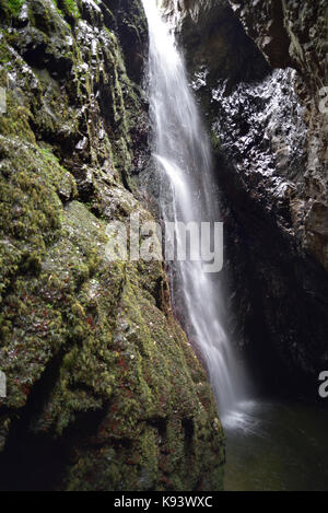 Thw waterfall near Nocedo de Curueno, Northern Spain, known as the Cascada de Nocedo, Cascada de Valdecesar and Cola de Caballo Stock Photo