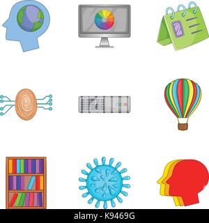 Wheeze icons set, cartoon style Stock Vector
