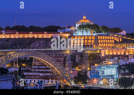 City view to Mosteiro da Serra do Pilar and Dom Luis I Bridge Porto Portugal Stock Photo