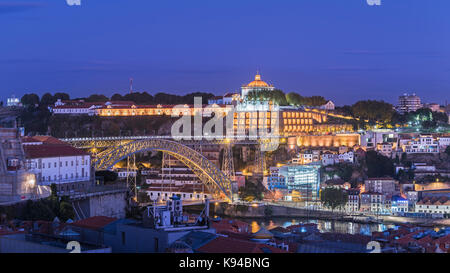 City view to Mosteiro da Serra do Pilar and Dom Luis I Bridge Porto Portugal Stock Photo