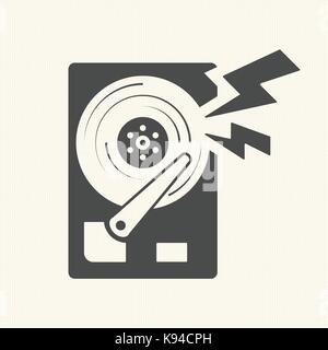 Damage the data, Hard disk scratch icon. Vector design Stock Vector