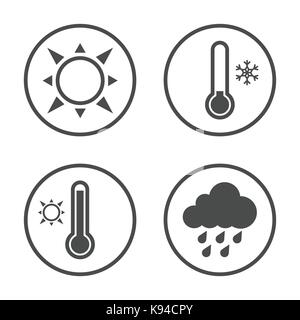 Seasons icon vector design. Simple rounded weather icons set. Stock Vector