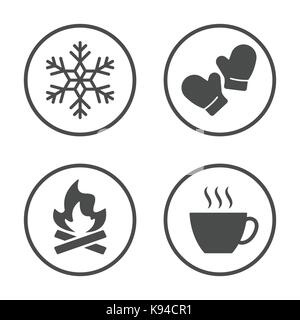 Winter season icon vector design. Simple rounded weather icons set. Stock Vector