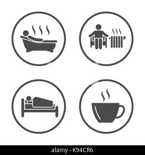 Winter season icon vector design. Simple rounded weather icons set. Activity and lifestyle in winter. Stock Vector