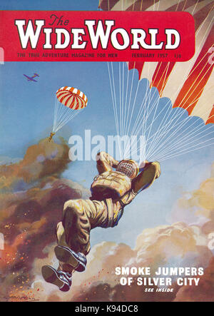 Vintage magazine front cover of The Wide World for February 1957. Stock Photo