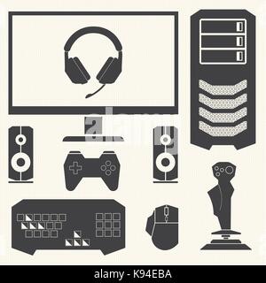 Computer and hardware devices for PC Gamer Stock Vector