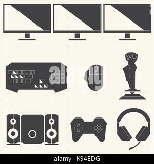 Computer and hardware devices for PC Gamer Stock Vector