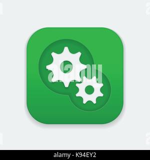 Gear Icon on square button, gear mechanism icon. Stock Vector