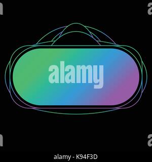 Virtual reality headset display. Stereoscopic virtual reality vector illustration. Line and gradient style. Stock Vector
