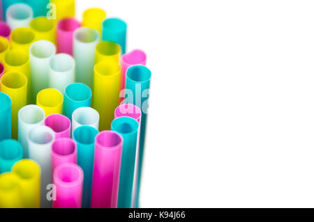 Colorful drinking straws on white background Stock Photo