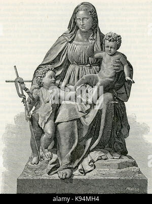 Madonna col Bambino e San Giovannino di Antonio Begarelli Stock Photo