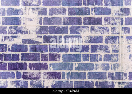 Purple brick wall texture industrial background for commercial use. Rough grunge blue texture imitation of old, used, weathered, brick wall. High reso Stock Photo