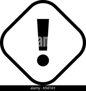 Thin line style exclamation mark icon warning sign attention button in rhomb shape. Vector illustration a graphic element for web internet design Stock Vector