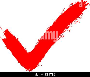 Red check mark sign addition icon. Drawing created in ink sketch ...
