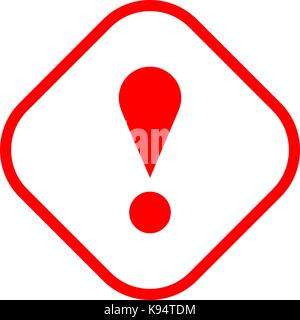 Thin line style exclamation mark icon warning sign attention button in rhomb shape. Vector illustration a graphic element for web internet design Stock Vector