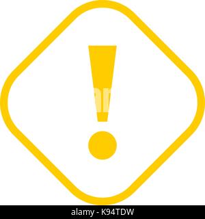 Thin line style exclamation mark icon warning sign attention button in rhomb shape. Vector illustration a graphic element for web internet design Stock Vector