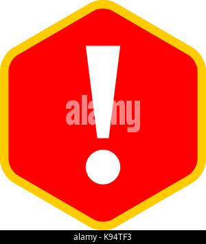 Use it in all your designs. Flat style exclamation mark icon warning sign attention button in sexangle shape. Vector illustration a graphic element Stock Vector