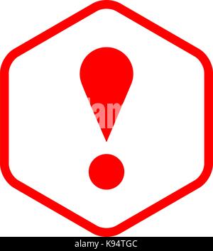 Use it in all your designs. Thin line style exclamation mark icon warning sign attention button in sexangle shape. Vector illustration Stock Vector