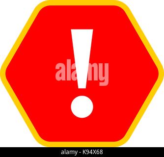 Use it in all your designs. Flat style exclamation mark icon warning sign attention button in hexagon shape. Vector illustration a graphic element Stock Vector