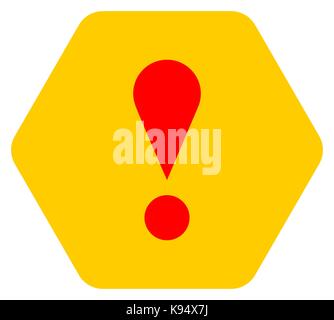 Use it in all your designs. Flat style exclamation mark icon warning sign attention button in hexagon shape. Vector illustration a graphic element Stock Vector