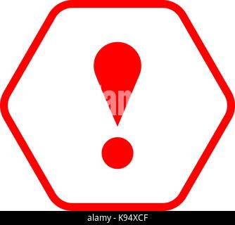 Use it in all your designs. Thin line style exclamation mark icon warning sign attention button in hexagon shape. Vector illustration Stock Vector