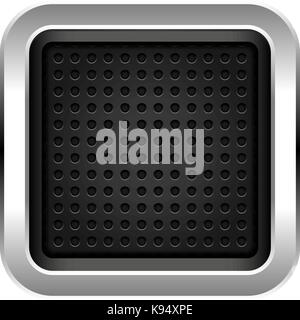 Empty icon with chrome metal frame. Web internet button rounded square shape with perforation texture. Vector illustration a graphic element Stock Vector