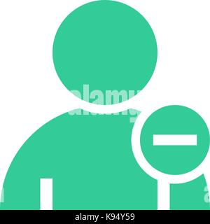 Flat user icon member sign avatar button with minus pictogram. Quick and easy recolorable shape isolated from background. Vector illustration Stock Vector