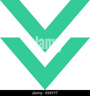 Flat download icon arrow sign upload button. Quick and easy recolorable shape isolated from background. Vector illustration a graphic element for web  Stock Vector