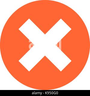 Flat delete icon circle remove sign exclusion button. Quick and easy recolorable shape isolated from background. Vector illustration a graphic element Stock Vector