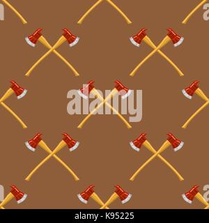 Firefighter Cross Axes Seamless Pattern Stock Vector