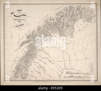 Kart over det nordlige Norge, Nordlands og Finmarkens Amter.   no nb krt 00628 Stock Photo