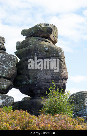 Beautiful Balancing Rock Formations at Brimham Rocks near Pateley Bridge North Yorkshire England United Kingdom UK Stock Photo