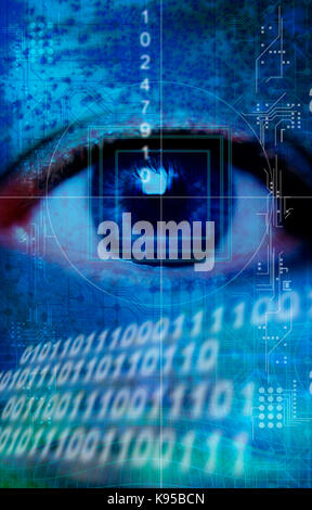 eye scanning, biometric secure ID scan concept Stock Photo